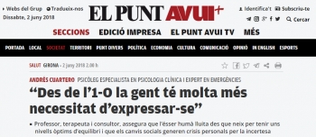 Andrés Cuartero a la contraportada PUNT AVUI 2 juny 2018